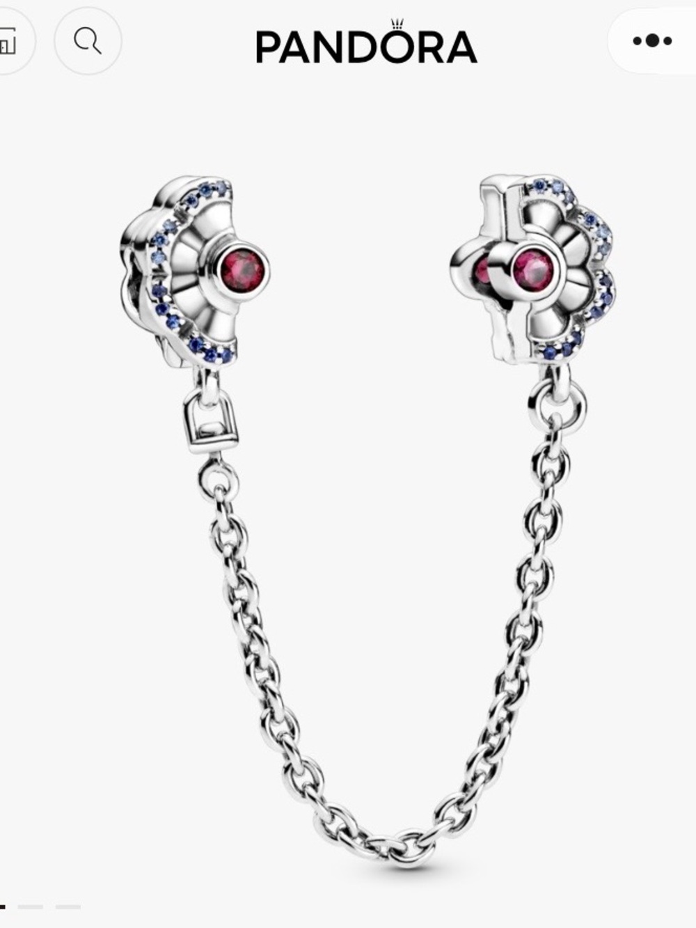 Authentic Pandora China Exclusive Fan Safety Chain with Synthetic Ruby Stone 5cm